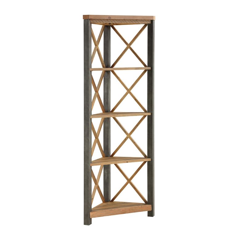 Urban Elegance Reclaimed Wood Corner Bookcase - Large