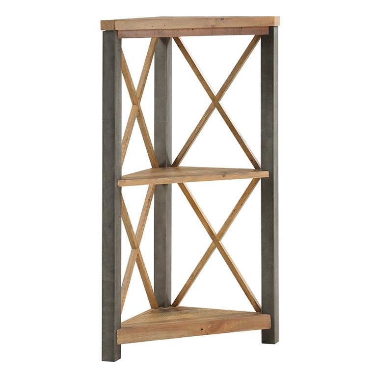 Urban Elegance Reclaimed Wood Corner Bookcase - Small