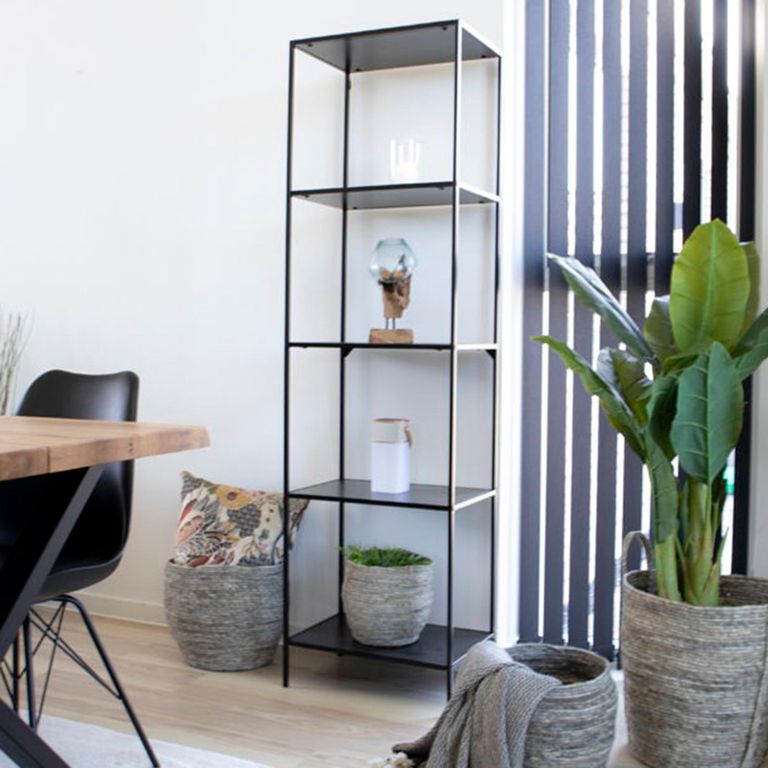 Vita Tall Open Shelving Unit - Black Melamine