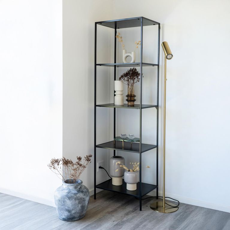 Vita Tall Open Shelving Unit - Black Melamine