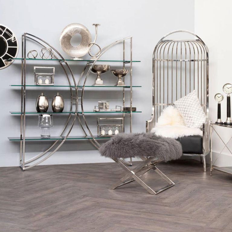 Vogue Shelving Unit - Glass and Chrome - Open D Shape Wide