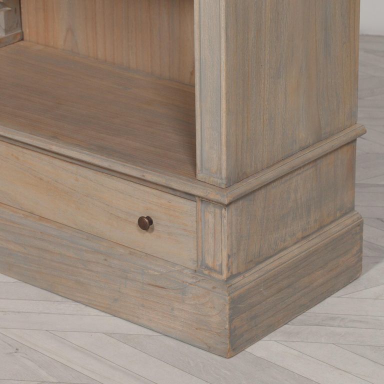 White Cedar Wood Bookcase with Ladder - Large