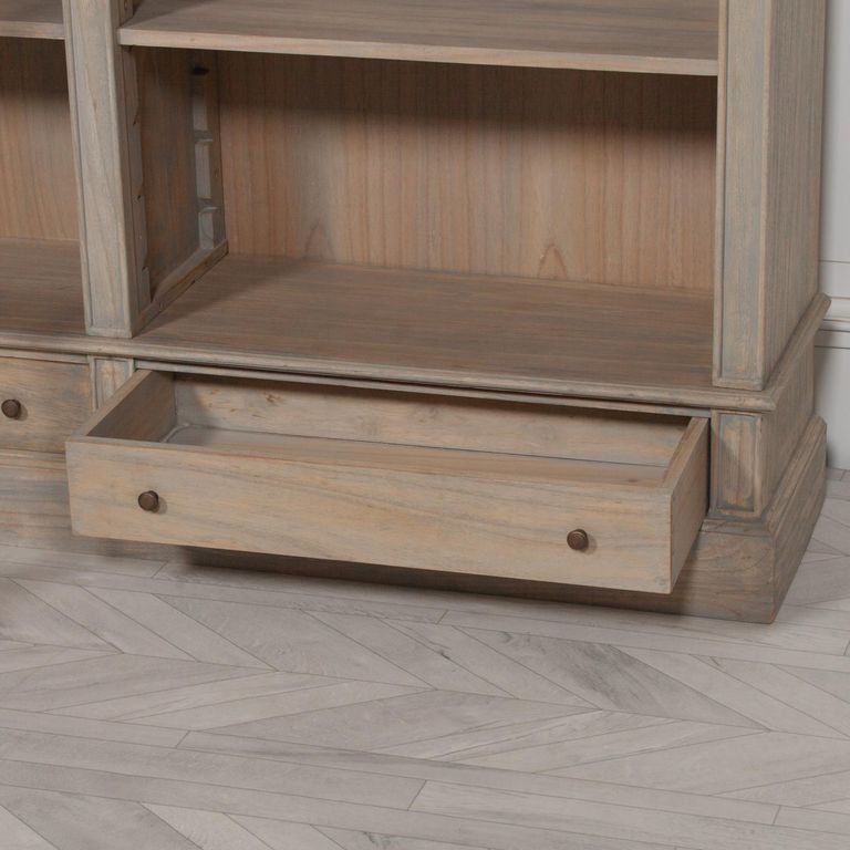 White Cedar Wood Bookcase with Ladder - Large