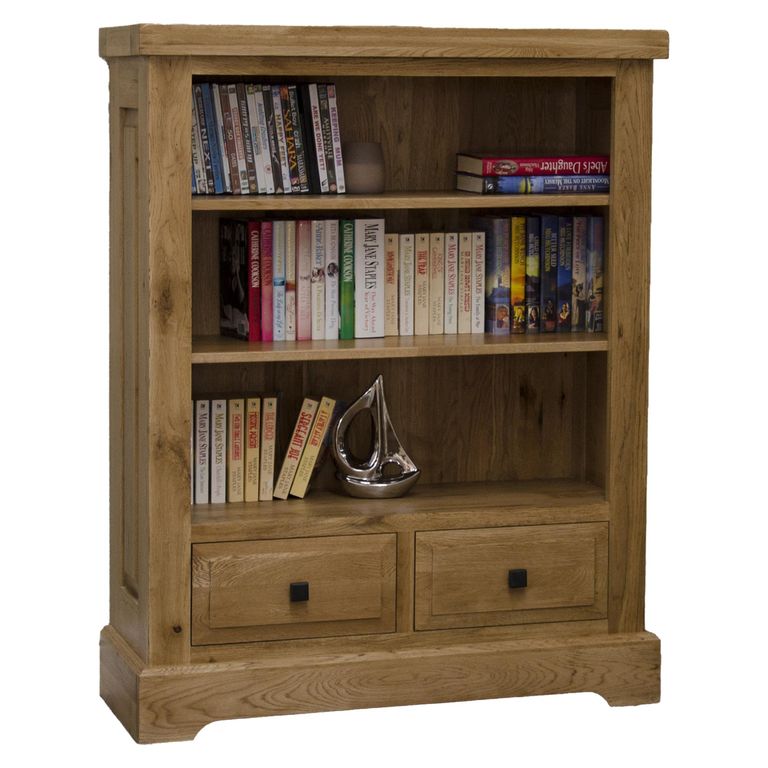 Deluxe Bookcase - 2 Drawer - Small - Oak