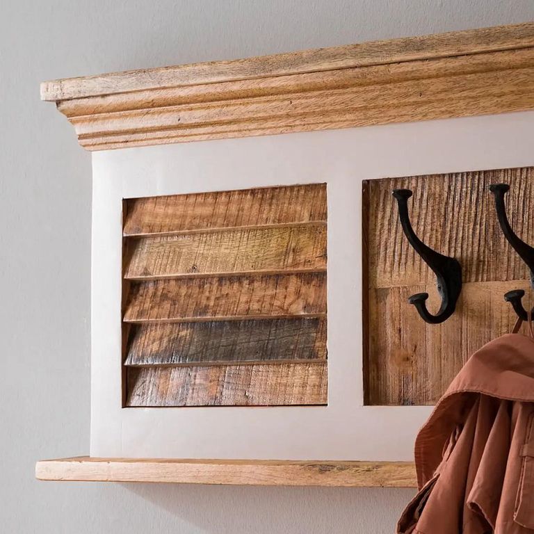 Alfie Coat Hook Hanger - Wall Mounted - White - Mango Wood