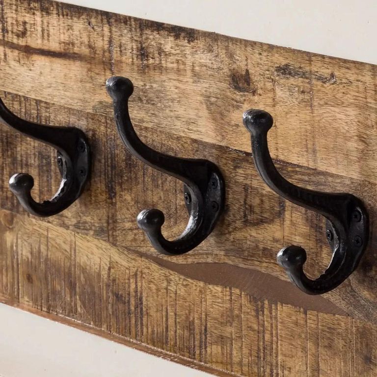 Alfie Coat Hook Hanger - Wall Mounted - White - Mango Wood