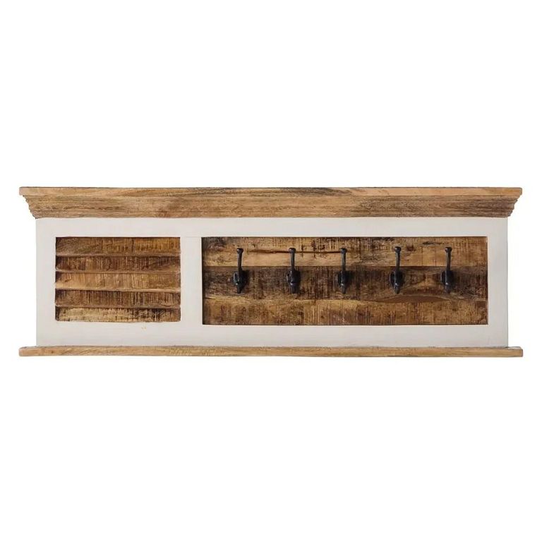 Alfie Coat Hook Hanger - Wall Mounted - White - Mango Wood