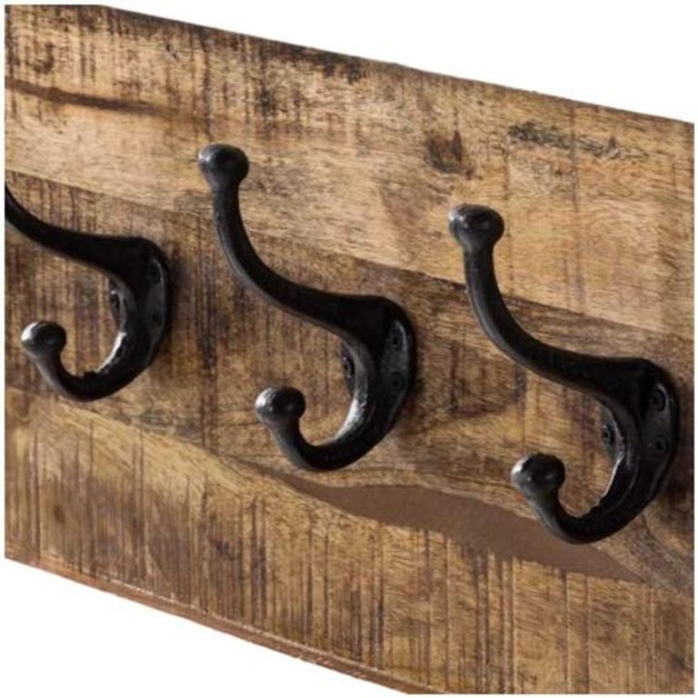 Coastal White and Wood Wall Coat Hook Hanger