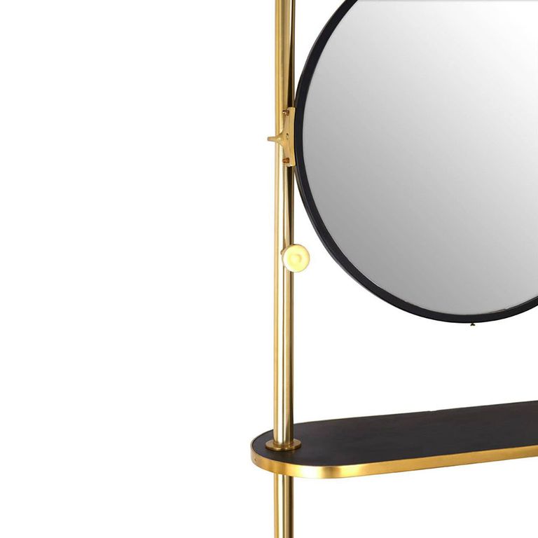 Hawkes Coat Rack - Antique Brass with Mirror