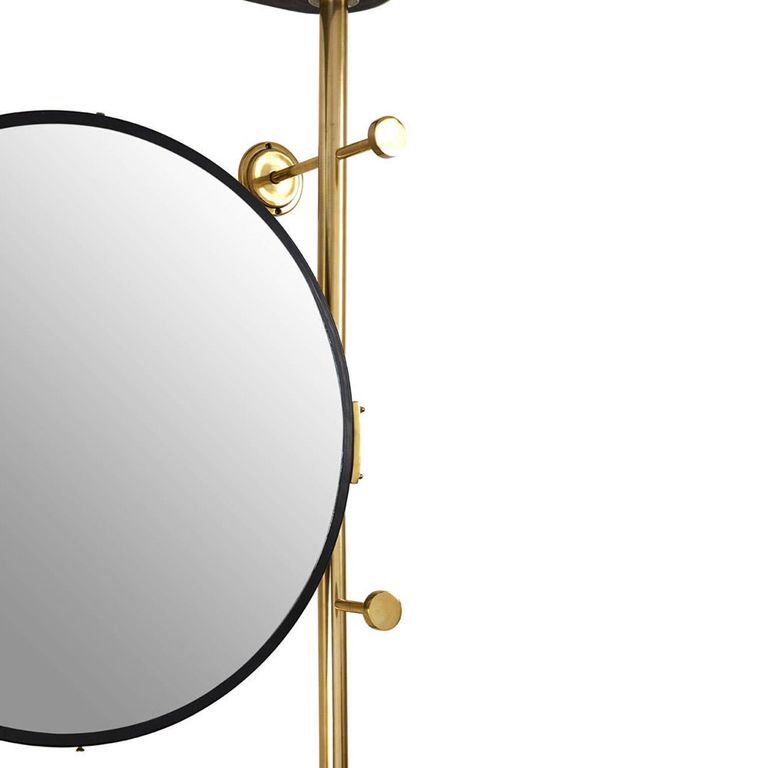 Hawkes Coat Rack - Antique Brass with Mirror