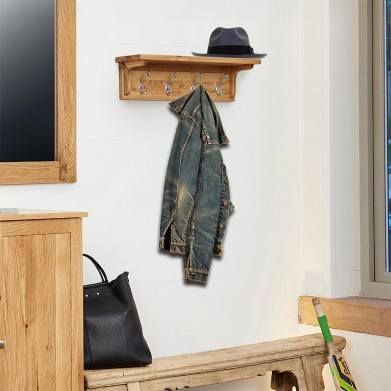 Mobel Oak Wall Mounted Coat Rack