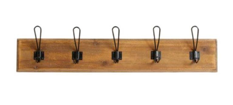 Caroni Natural 5 Hooks Coat Rack (Set of 2)