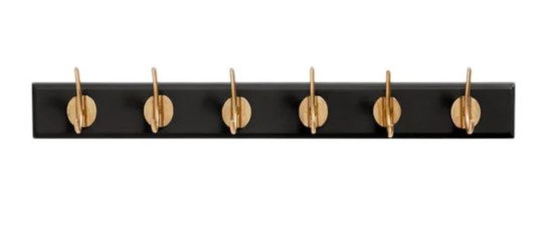 Edgy Black 6 Hooks Coat Rack (Set of 2)