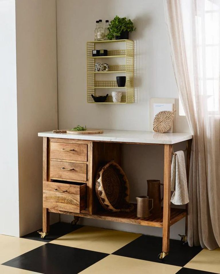 Kikori Yellow Metal Wire Wall Shelf