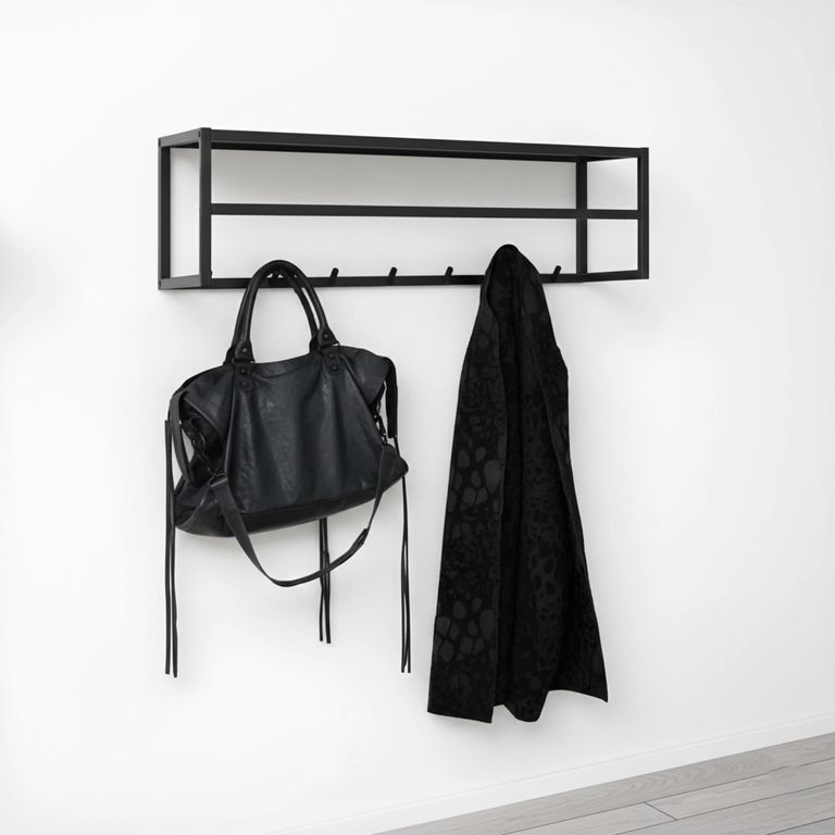 Seaford Clothes Rack - Wall Mounted - Black Metal