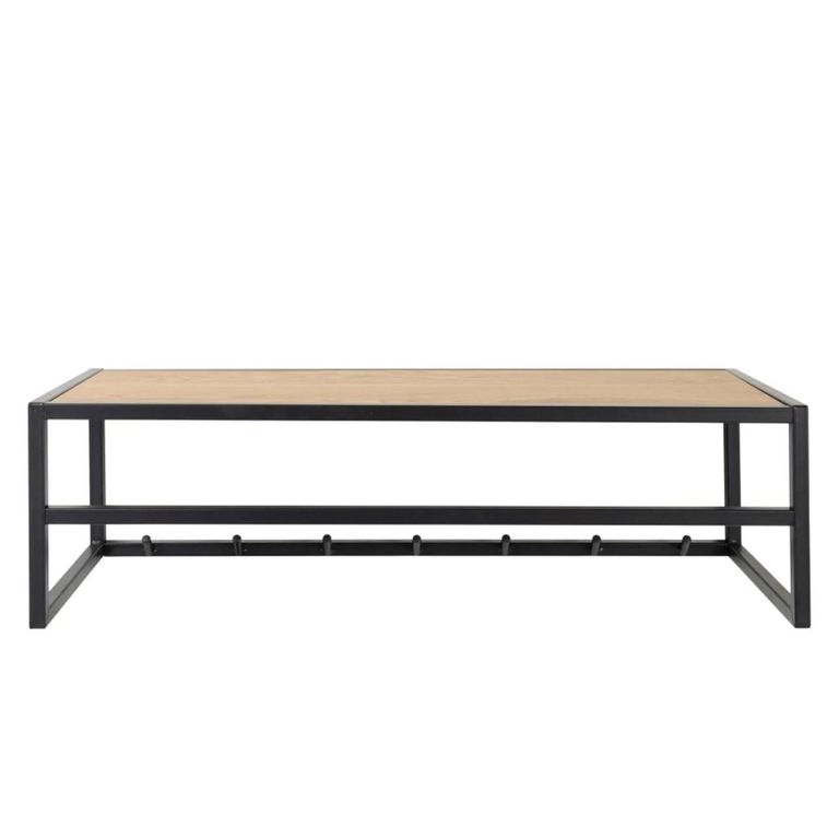 Seaford Clothes Rack - Wall Mounted - Oak and Black Metal