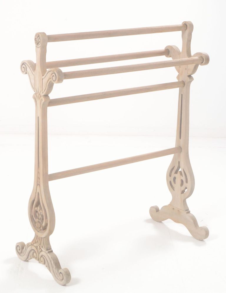Vintage Mahogany French Style Carved Towel Rail