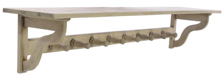 Vintage Mahogany Wall Coat Rack with Shelf