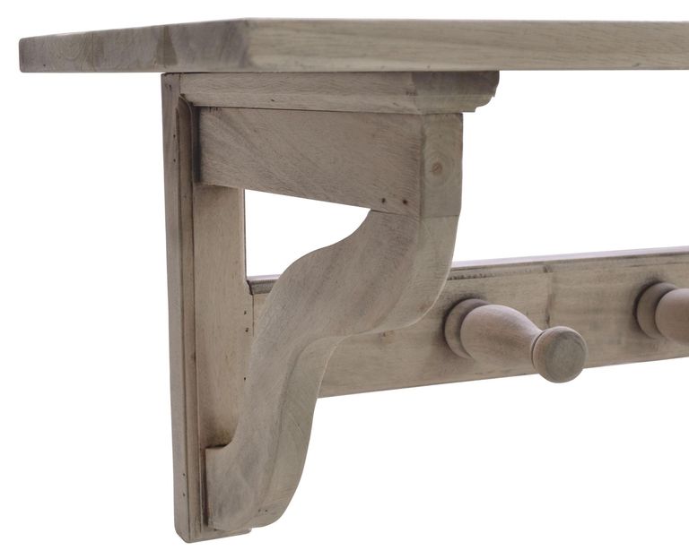 Vintage Mahogany Wall Coat Rack with Shelf