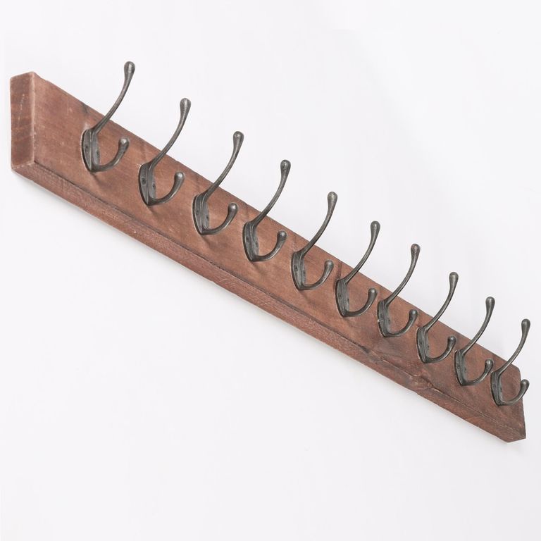 Wooden Coat Rack - 10 Hooks