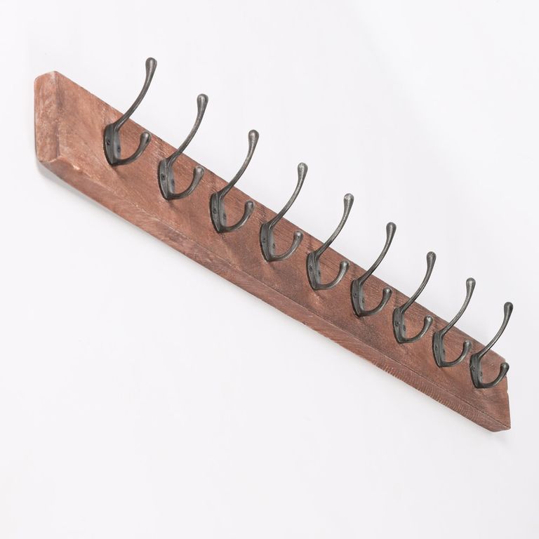 Wooden Coat Rack - 9 Hooks