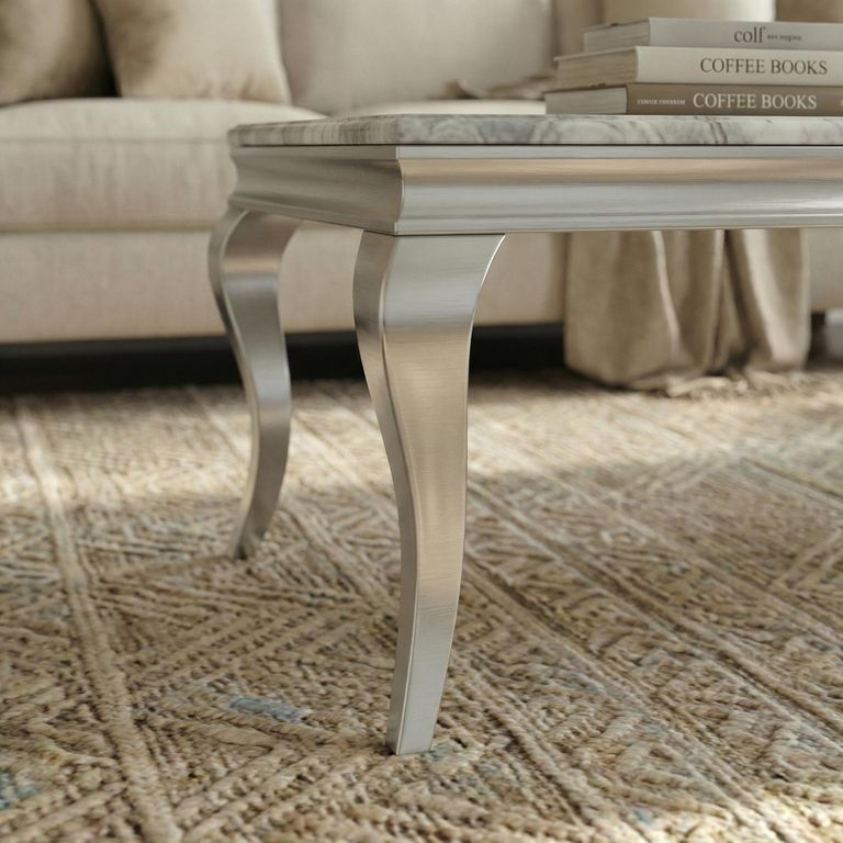 Louis Coffee Table - Grey Marble & Chrome