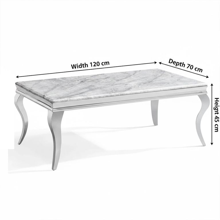 Louis Coffee Table - Grey Marble & Chrome