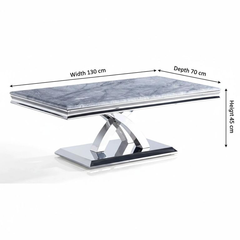 Lisbon Grey Marble and Chrome Coffee Table