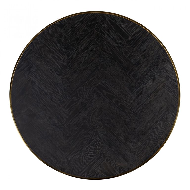 Blackbone Black Round 2 Tier Coffee Tables with Gold Trim