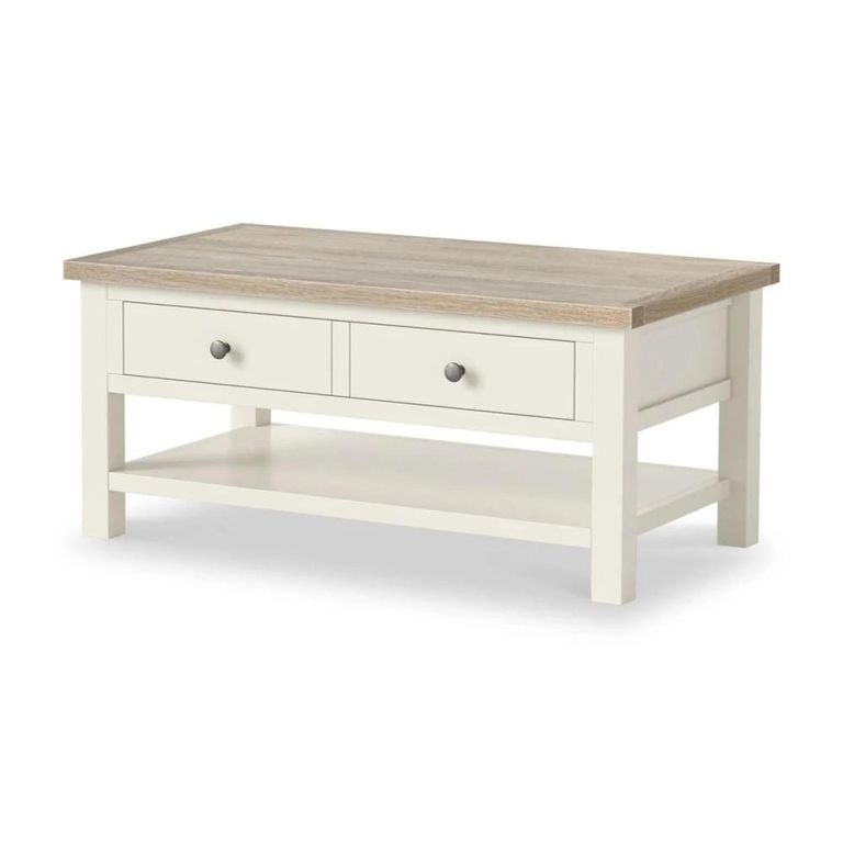 Modern Storage Coffee Table - White Painted