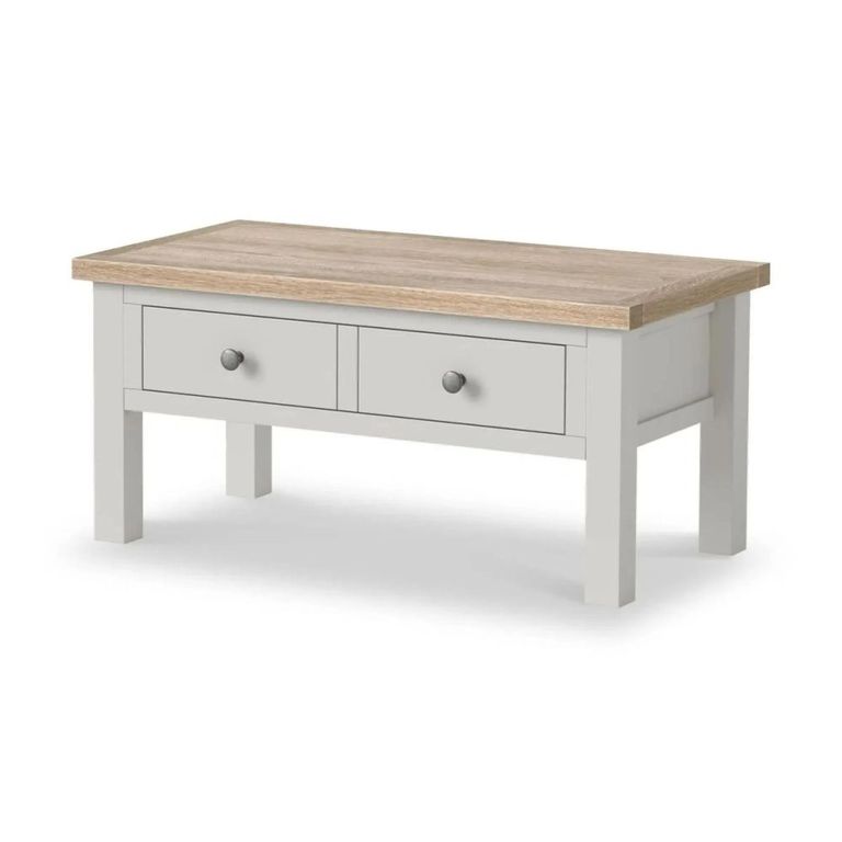 Modern Coffee Table - 2 Drawer - Grey Painted
