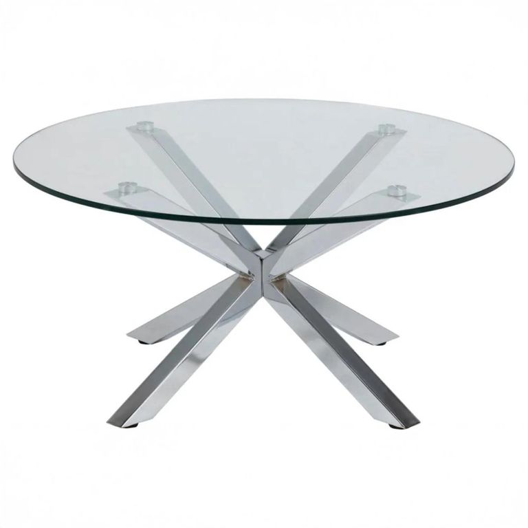 Heaven Round Dining Table - 4 Seater - Round - Glass and Chrome - with Star Legs
