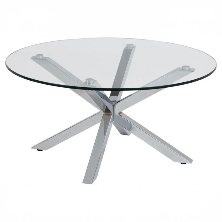 Heaven Round Dining Table - 4 Seater - Round - Glass and Chrome - with Star Legs