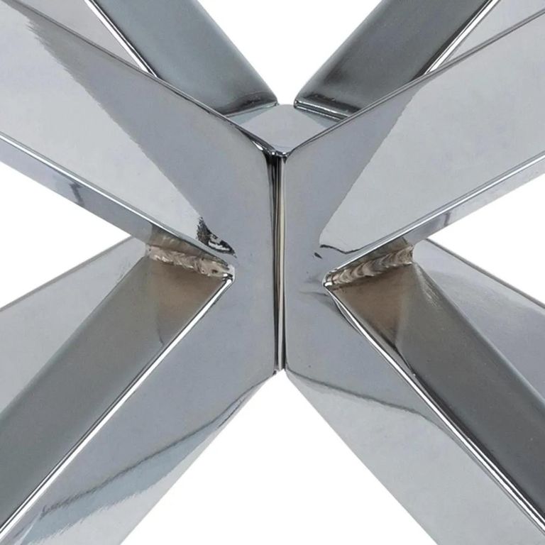 Heaven Round Dining Table - 4 Seater - Round - Glass and Chrome - with Star Legs