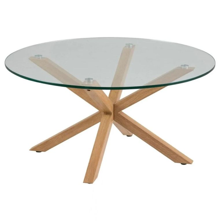 Heaven Round Dining Table - 4 Seater - Round - Glass and Oak - with Star Legs