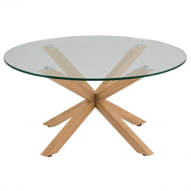 Heaven Round Dining Table - 4 Seater - Round - Glass and Oak - with Star Legs