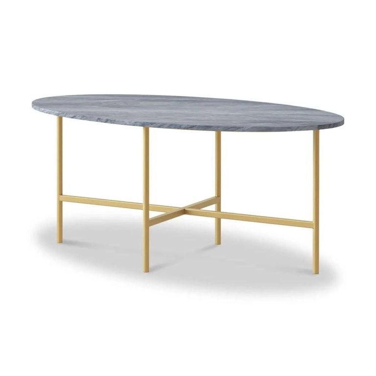 Marmora Coffee Table - Oval - Grey Marble & Gold