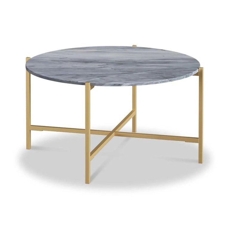 Marmora Coffee Table - Round - Grey Marble & Gold