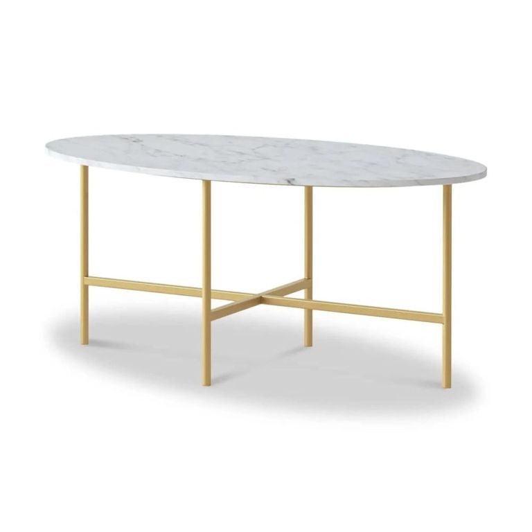 Marmora Coffee Table - Oval - White Marble & Gold