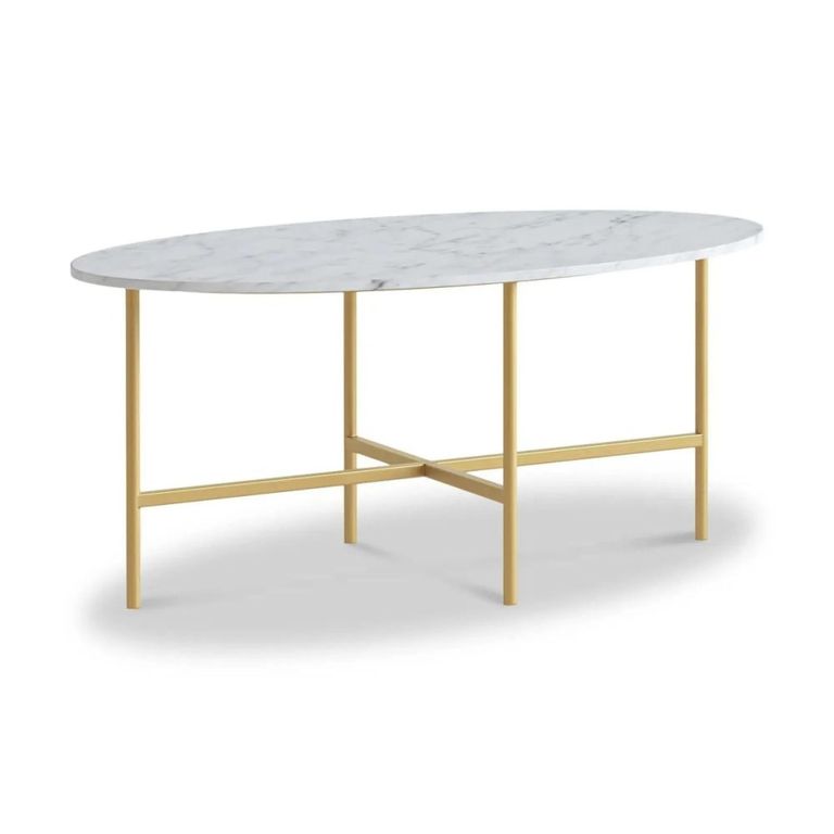 Marmora Coffee Table - Oval - White Marble & Gold