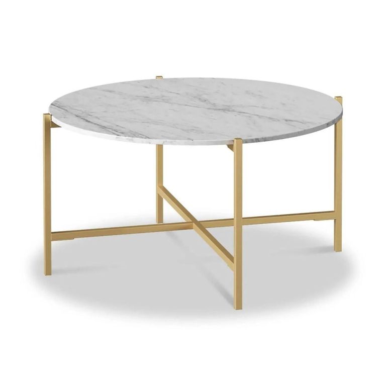 Marmora Coffee Table - Round - White Marble & Gold