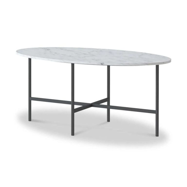 Marmora Coffee Table - Oval - White Marble & Grey