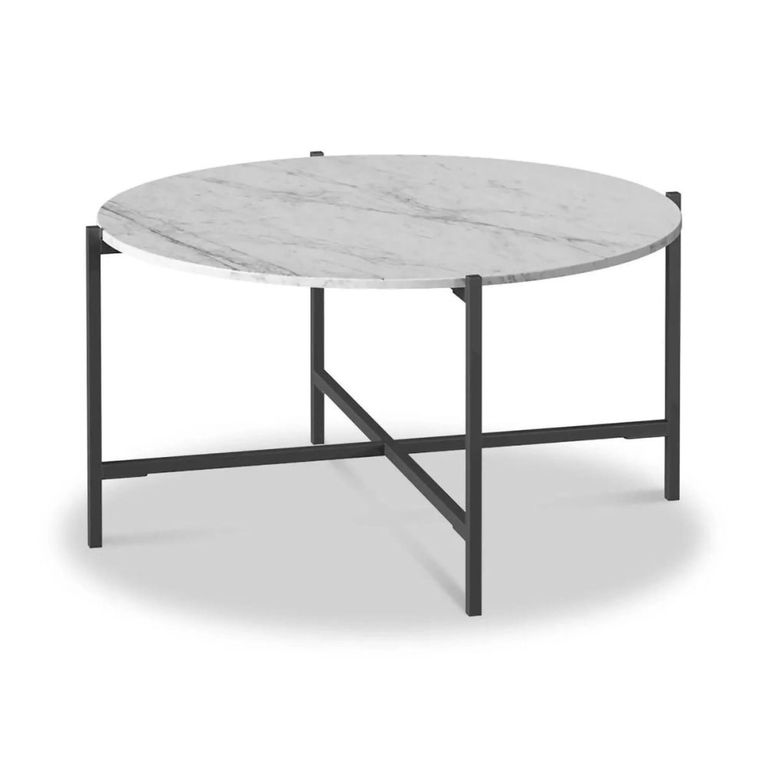 Marmora Coffee Table - Round - White Marble & Grey