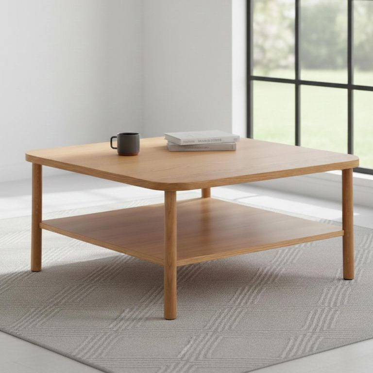 Banbury Coffee Table - Square - Oak with Shelf