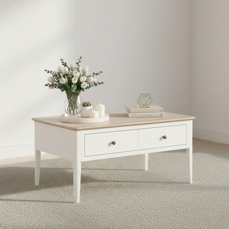 Marlow Coffee Table - 2 Drawer - White
