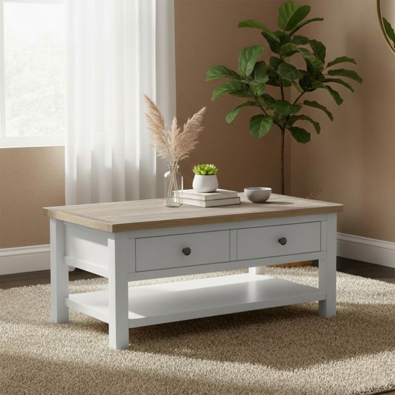 Modern Storage Coffee Table - Grey Painted