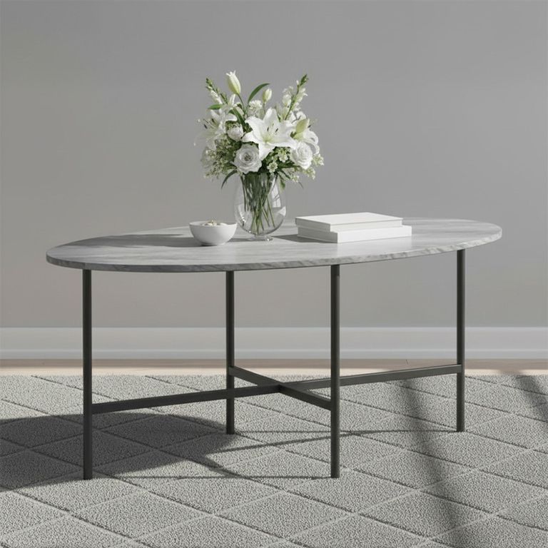 Marmora Coffee Table - Oval - Grey Marble