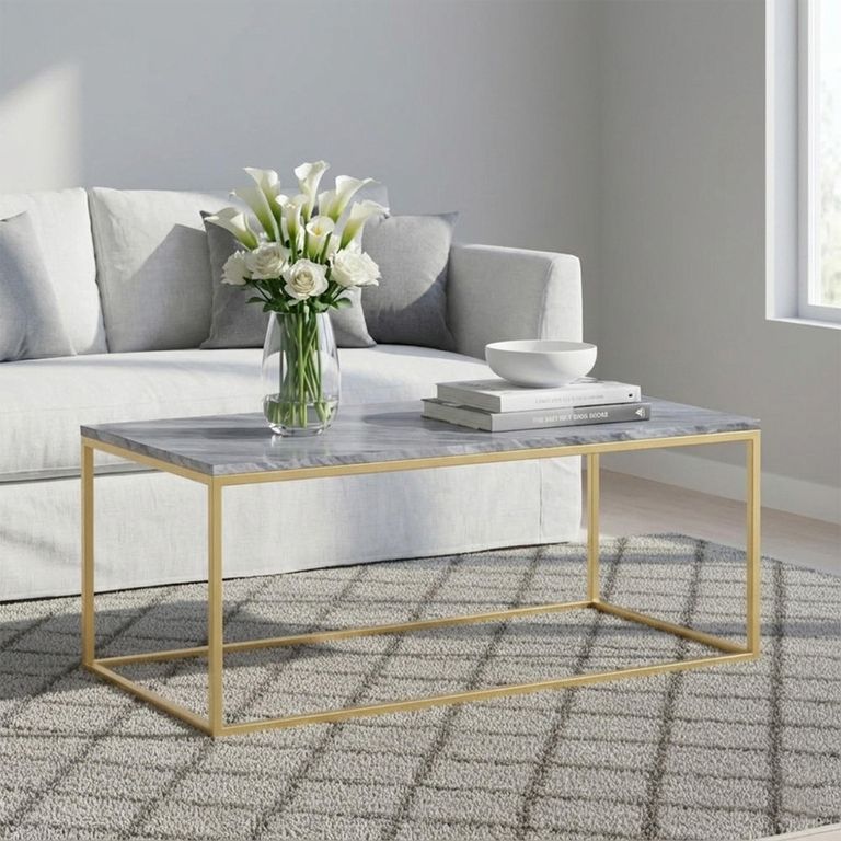 Marmora Coffee Table - Grey Marble & Gold