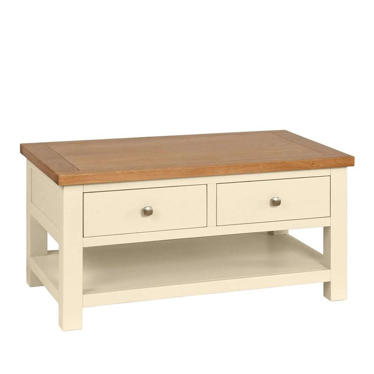 Lundy Coffee Table - 2 Drawer - Ivory Painted