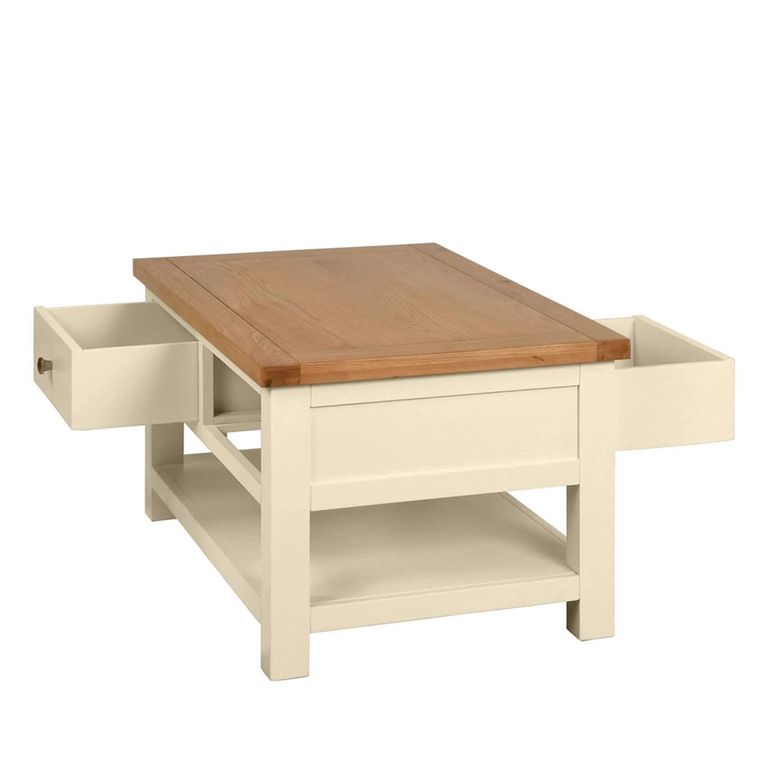 Lundy Coffee Table - 2 Drawer - Ivory Painted